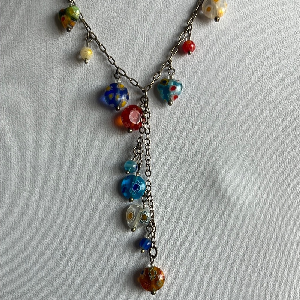 Vintage Milifiori Art Glass Pendant Necklace